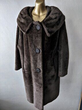 1950s Faux Mink Fur Swing Coat: Vegan Luxe Outerwear